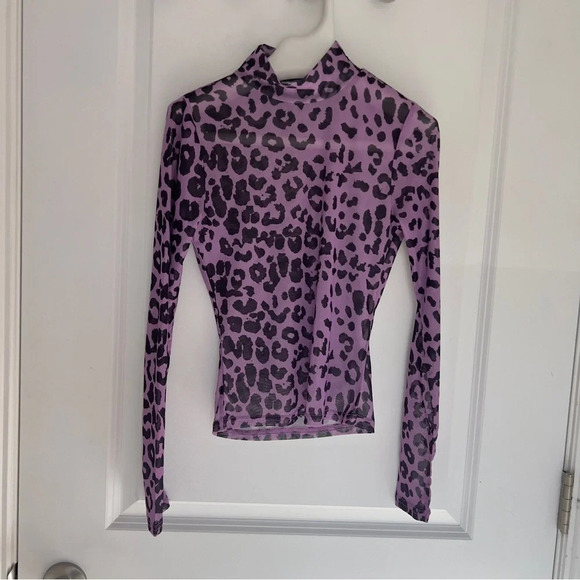 LOVERS & FRIENDS Lauryn top animal print mesh purple leopard size XXS - Picture 4 of 8